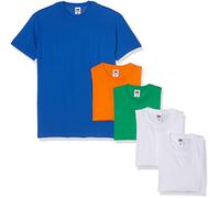 Fruit of the Loom Valueweight Short Sleeve T-Shirt, Bianco/Verde Kelly, Royal/Arancione, S (Pacco da 5) Uomo