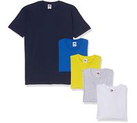 Fruit of the Loom Valueweight Short Sleeve T-Shirt, Grigio/Bianco/Giallo/Royal/Navy, L (Pacco da 5) Uomo
