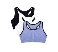 Fruit of the Loom Women's Built-Up Sports Bra 3 Pack, Blue Gem White/Black Hue