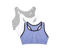 Fruit of the Loom Women's Built-Up Sports Bra 3 Pack, Blue Gem White/Black Hue