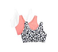 Fruit of the Loom Women's Built Up Tank Style Sports Bra, Kaleidoscope/White/Punchy Peach, 38