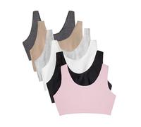 Fruit of The Loom Womens Built Up Tank Style Value Pack Sports Bra, Sand/White/Heather Grey/Black/Blushing Rose/Charcoal, 34 US