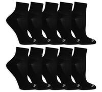 Fruit of the Loom Womens Everyday Soft Cushioned Ankle Socks 10 Pair, Black, Shoe Size: 4-10