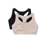 Fruit of the Loom Women's Front Close Racerback (Pack of 2), Sand/Black, 42