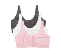 Fruit of The Loom Women's Front Closure Cotton Bra, Blushing Rose/Charcoal/White, 36