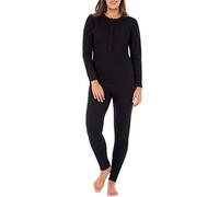 Fruit of the Loom Women's Micro Waffle Premium Thermal Union Suit, Black, X-Large-XX-Large