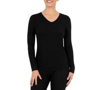 Fruit of The Loom Women's Micro Waffle Premium Thermal V-Neck, Black, 1X Plus