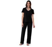 Fruit of The Loom Women's Plus Size Short Sleeve Tee And Pant 2 Piece Sleep Set, Black, 3X