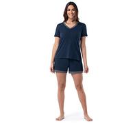 Fruit of the Loom Women's Plus Size Sleeve Tee And Short 2 Piece Sleep Set, Midnight Blue, 2X