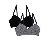 Fruit of the Loom Women's Seamless Wire Free Push-Up Bra,2-Pack, Black Hue/Charcoal Heather, 38DD