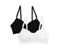 Fruit of the Loom Women's Seamless Wire Free Push-Up Bra, Black Hue/White, 38DD
