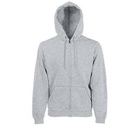 Fruit of the Loom Zip Frontale Premium Felpa con Cappuccio, Grigio mlange, M Uomo