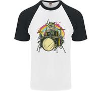 Fruit of the Loom Zombie Cat Drummer Uomo T-Shirt Baseball S/S