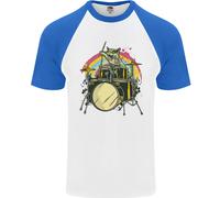 Fruit of the Loom Zombie Cat Drummer Uomo T-Shirt Baseball S/S