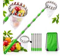 Fruit Picker Head Basket with Pole Attachment & Collection Baskets，A,2.5m | Adjustable Fruit Grabber Tool,Durable Design & Easy Attach,Fruit Picker Pole for Reaching High Branches without a Ladder