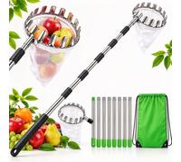 Fruit Picker Head Basket with Pole Attachment & Collection Baskets，B,3.2m | Adjustable Fruit Grabber Tool,Durable Design & Easy Attach,Fruit Picker Pole for Reaching High Branches without a Ladder