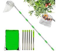 Fruit Picker with Telescopic Handle - Picking Tool | Estendable Pole Harvesting Basket | Stainless Steel Cotton PP 5-10 Poles Adjustable - Length, Lightweight Portable For Oranges Peaches PE