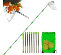 Fruit Picker with Telescopic Handle - Picking Tool | Estendable Pole Harvesting Basket | Stainless Steel Cotton PP 5-10 Poles Adjustable - Length, Lightweight Portable For Oranges Peaches PE