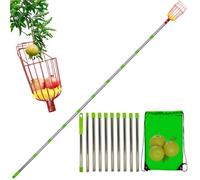 Fruit Picking Basket - Fruit Pickerr Pole with Basket | Stainless Steel Telescopic Fruits Pickers with Baskett, Portable Rustproof Detachable Lightweight Food Picker for Plum, Pear, Lemon, Apricot
