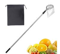 Fruit Picking Pole, Telescopic Grabber Tool, 62.99 Inches, Stainless Steel Rust-Proof Basket, Extendable Handle Picker, Lightweight Orchard Reach Stick for Avocado Pear Lemon Acorn