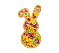 Fruit Platter - Rabbit Shape Wooden Treat Holder, Multi Area Natural Grain Display Dish with Playful Table Accent Style, Shared Snack Arrangement Feature, Ideal for Christmas Events Outdoor Gatherings