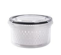 Fruit Storage Box, 9,8 cm Round Insalad Container, Compact Fruit Box with Built in Strainer for Freshness Preservation, Dishwasher Safe with Drain Basket, frigorifero Organizer per la conservazione