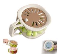Fruit Washing Bowl with Strainer, 2-in-1 Produce Washer and Berry Container for Fridge, Dual-Layer Drain Basket with Foldable Handle, Stackable Lettuce Keeper for Kitchen & Picnic (Brown,1Pc)
