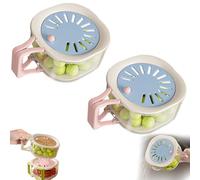 Fruit Washing Bowl with Strainer, 2-in-1 Produce Washer and Berry Container for Fridge, Dual-Layer Drain Basket with Foldable Handle, Stackable Lettuce Keeper for Kitchen & Picnic (Blue,2Pcs)