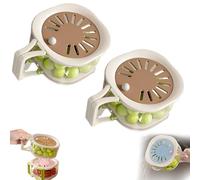 Fruit Washing Bowl with Strainer, 2-in-1 Produce Washer and Berry Container for Fridge, Dual-Layer Drain Basket with Foldable Handle, Stackable Lettuce Keeper for Kitchen & Picnic (Brown,2Pcs)