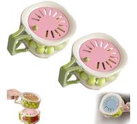 Fruit Washing Bowl with Strainer, 2-in-1 Produce Washer and Berry Container for Fridge, Dual-Layer Drain Basket with Foldable Handle, Stackable Lettuce Keeper for Kitchen & Picnic (PInk,2Pcs)