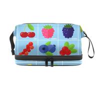 Fruits Collection, trousse a doppio strato per cosmetici per donne e ragazze, borsa da viaggio per trucchi, pratica borsa organizer con scomparto per pennelli, Multi, 27x15x14 cm/10.6x5.9x5.5 in,