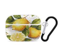 Fruits Lemon - Custodia protettiva antiurto per auricolari Airpods Pro di seconda generazione, con moschettone, anti-caduta, colore bianco