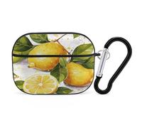 Fruits Lemon - Custodia protettiva antiurto per auricolari Airpods Pro di seconda generazione, con moschettone, anti-caduta, colore nero
