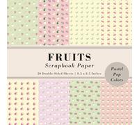 Fruits Scrapbook Paper Pastel Pop Colors: 20 Double-Sided Sheets with Bananas, Cherries, Strawberries and Grapes | Perfect for DIY Paper Crafts, ... and Mixed Media | 8.5x8.5 in (21.59x21.59 cm)