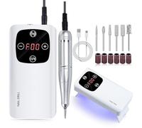 FRUJCDKI 45.000 RPM Velocità Regolabile Tornio Portatile per Unghie, Lucidatori per Unghie Lavori Come Lampade per Unghie, Trapani Elettrici per Unghie, Lucidatore Smile Trapano Professionale Kit per