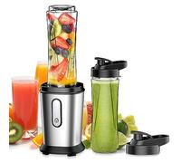 Frullatore, 500W Frullatore Elettrico, Mini Frullatore Portatile Frullatore Smoothie con 2 Bottiglie Portatili 600ml, Frullatore Tritatutto Multifunzione per Gelato, Frutta, Verdura