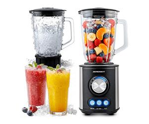 FRULLATORE A BICCHIERE BERDSEN Blender Kielichowy 800W BD-751800 W1500 ml, Potenza 800 W, Caraffa da 1500 ml, Argento, Nero