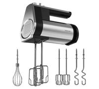 Cecotec Frullatore ad Immersione PowerTwist 500 Full Steel. 500 W, 5 Velocità più Funzione Turbo, 3 Accessori: Frusta a Globo, Fruste per Impasti e Ganci Impastatori, Design Ergonomico