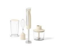 Guzzini, Sous Chef, Frullatore Bio-based, 600W, con Funzione Turbo, Gambo in Acciaio Inox, con Tritatutto, Bicchiere Graduato 700 ml e Frusta Universale (Cream)
