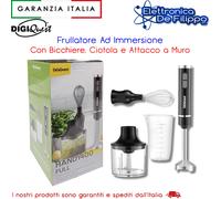 DIGIQUEST Frullatore Ad Immersione Multiuso 3 in 1 Handy 400 Full - Lame e braccio smontabile, Acciaio Inox, Impugnatura Ergonomica, Ciotola e Bicchiere inclusi nella confezione