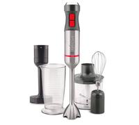 Frullatore a immersione Ufesa BP4654 da 1200 W con 20 velocità, 4 lame e accessori neri e rossi