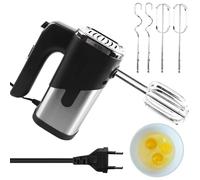 Frullatore a mano, 800 W, miscelatore elettrico a mano, mixer con 4 accessori in acciaio inox, 5 livelli di regolazione, impastatore manuale in acciaio inox, mixer manuale, mixer da cucina,
