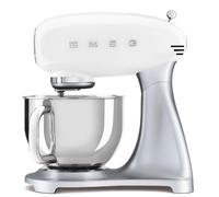 Smeg, Impastatrice Planetaria SMF04WHEU, 10 Livelli di Velocità, Funzione Smooth Start e Steady Mix, Ciotola da 4,8 L, Sicurezza Blocco Motore, Inclusi 2 Fruste e Gancio Impastatore, 800 W, Bianco