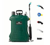 Frullatore a Zaino da 15L, Vaporizzatore da Giardino a Batteria con 4 Nebulizzatori e Tête Retrattile, Spruzzatore Elettrico d'Acqua con Spallacci per Esterni, Frutteto, Giardino, Fiori