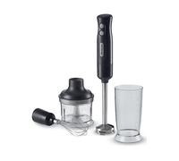 Ariete 601 Frullatore a Immersione con tritatutto, 700 W, 2 velocità, Lama in acciaio inox, Gamba removibile, Bicchiere trasparente, Dark & Sahara Grey