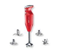 bamix Frullatore a immersione M350 MAXX incl. lama multiuso, per carni e verdure, frusta, frullino in acciaio inox, 350 watt, 2 velocità, Made in Switzerland, Rosso/cromo