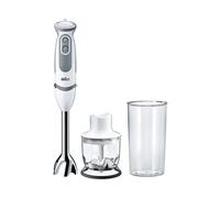 FRULLATORE AD IMMERSIONE BRAUN MultiQuick 5 Vario MQ 5220 WH, Potenza massima 1000,00 W, Recipiente da 0.6 l, Livelli di potenza 21 velocità, Numero di lame 2, Grigio, Acciaio inox, Bianco