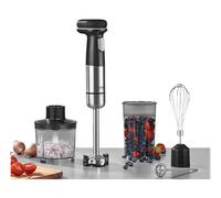 FRULLATORE AD IMMERSIONE CASO Click & Mash180, Potenza massima 180 W, Recipiente da 700 ml, Livelli di potenza Continuo velocità, Numero di lame 2, Argento, Nero