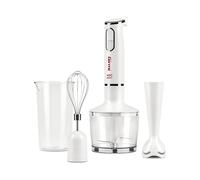 Girmi MX16 Mixer ad immersione con Kit, 3 in 1 frullatore-mixer-frusta, 400 W, Motore DC, 2 Velocità, Lame INOX, Misurino da 700cc incluso, Bianco