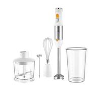 Sencor Frullatore a Immersione Multifunzione Ultra-Potente, 1200W, con Frusta, Tritatutto & Montalatte, Lame Quad Blades in Acciaio Inox, Controllo della Velocità Continuo, Ergonomico - Bianco